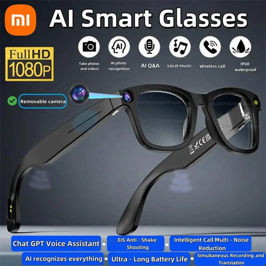 Lunettes intelligente Xiaomi AI HD Photo Vidéo Traduction simultanée 260mAh Grande Batterie Longue vie IP65 Lunettes Bluetooth Imprétées La Capsule