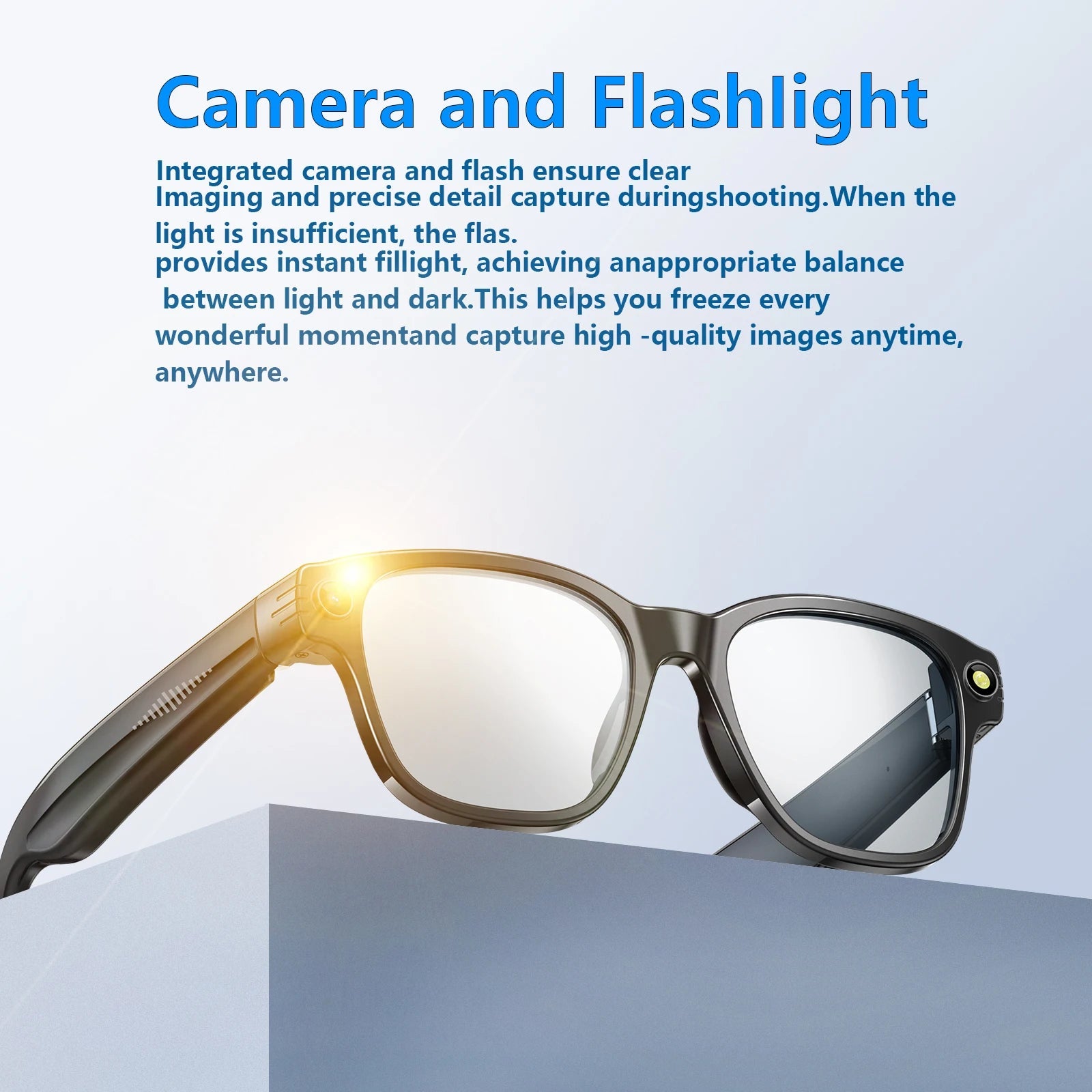 Lunettes intelligente AI Enregistrement Videos AI Photo Reconnaissance Réponse Réponse 270mAh Grande Batterie Lunettes Bluetooth Imperméables La Capsule