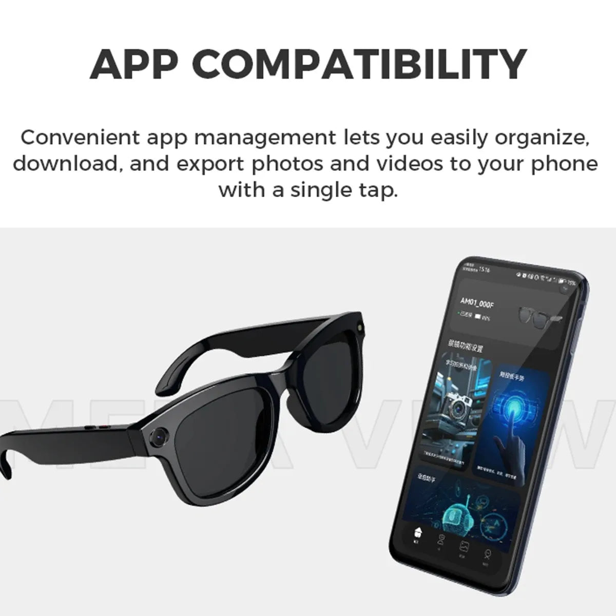 Lunettes d'IA HD anti-sac à secousses visqueuses de contact vis-à-vis des lunettes vidéo d'appel d'appel d'appel de bruit sans fil Bluetooth lunettes lunettes La Capsule