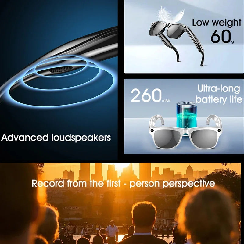Lunettes Xiaomi AI  Camera 6K HD Avec Long-ending Baty Assistant Voix Contrôle Appel à la musique Lunettes photo grises extérieures La Capsule