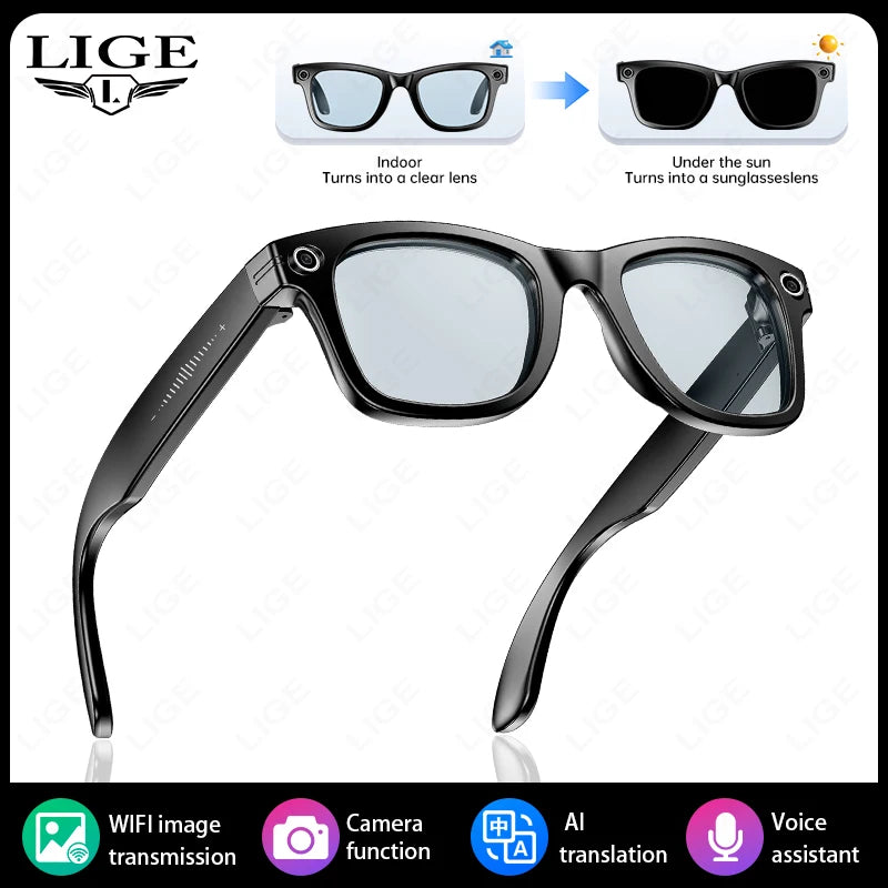 Lunettes d'IA HD Anti-shake Camera Enregistrement vidéo Smart Glasses Appel vocal sans fil Bluetooth Traduction Sunglas La Capsule