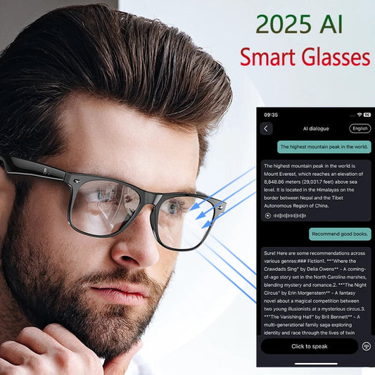 Lunettes intelligentes d'IA de haute technologie peuvent être équipées de diverses lentilles telles que des lunettes de soleil, de la lumière bleue, de la myopie, des lunettes pour hommes pour femmes La Capsule