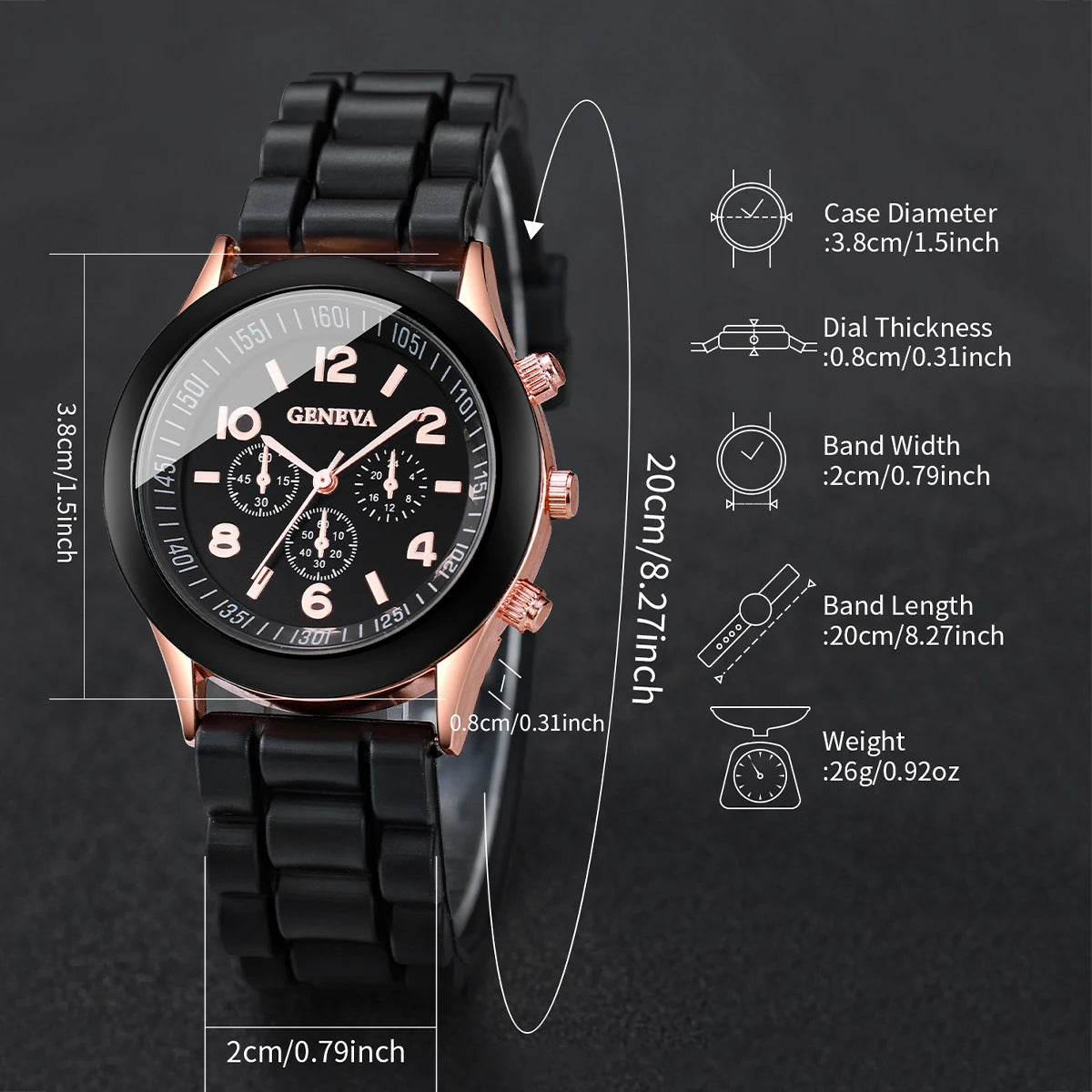 Ensemble de montres pour femme avec Cadran arabe à la mode Bracelet en silicone Quartz La Capsule