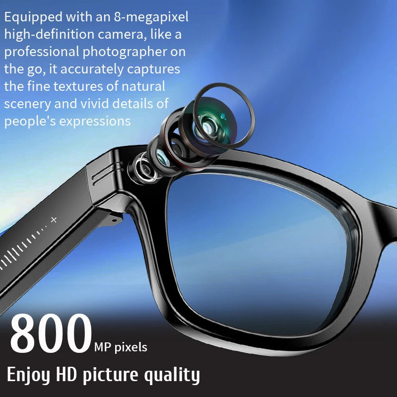 Lunettes d'IA HD Anti-shake Camera Enregistrement vidéo Smart Glasses Appel vocal sans fil Bluetooth Traduction Sunglas La Capsule