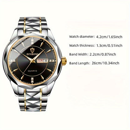 Montre tendance pour homme montre Classe et Élégante en Acier Tungsten Étanche avec calendrier à quartz La Capsule